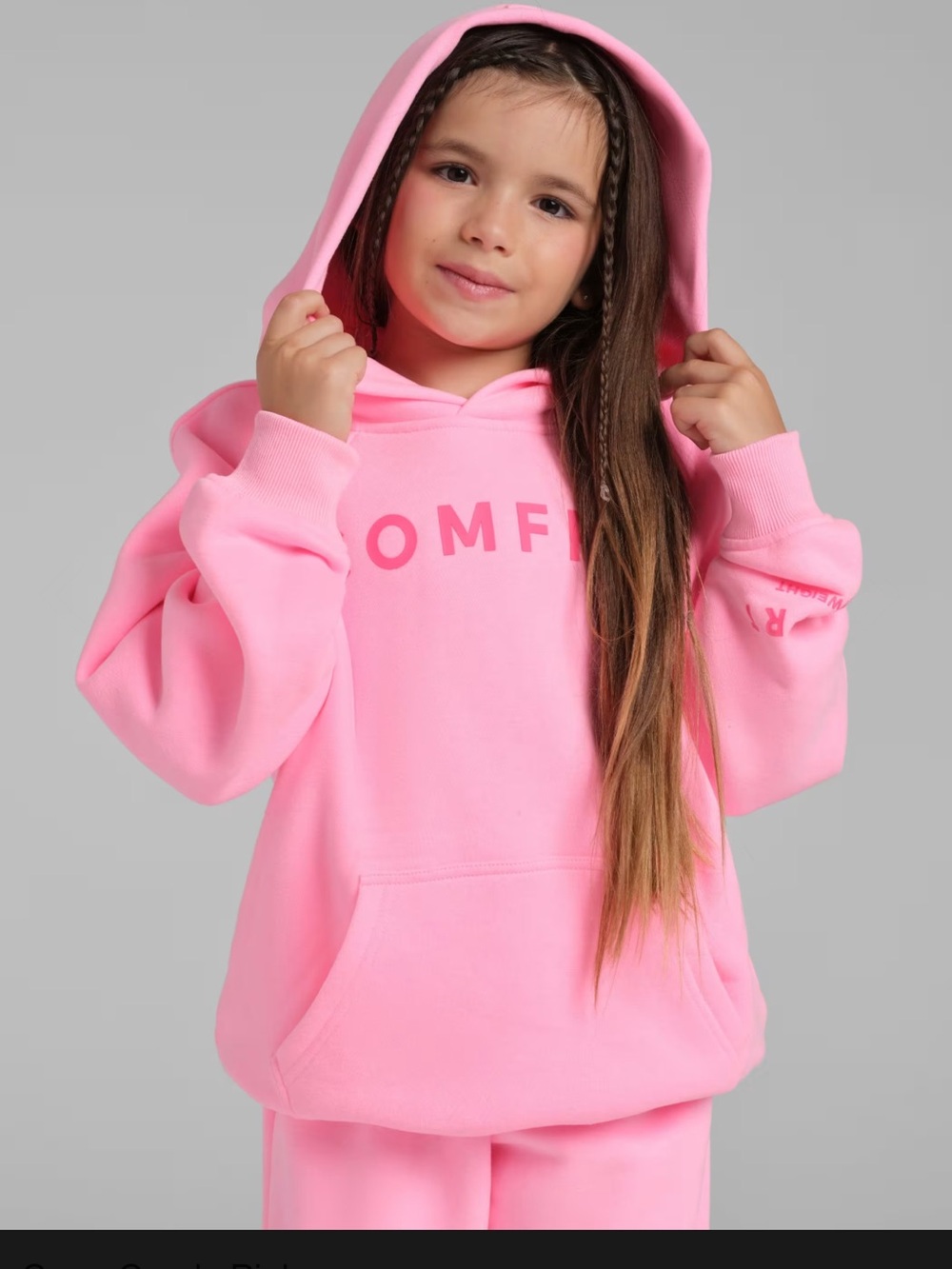 Comfort Tranquil Kids Hoodie Sweatshirt in Candy Pink Size S